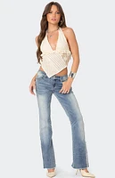 Edikted Frayed Seam Washed Flare Jeans