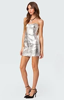 Edikted Astro Zip Up Metallic Mini Dress