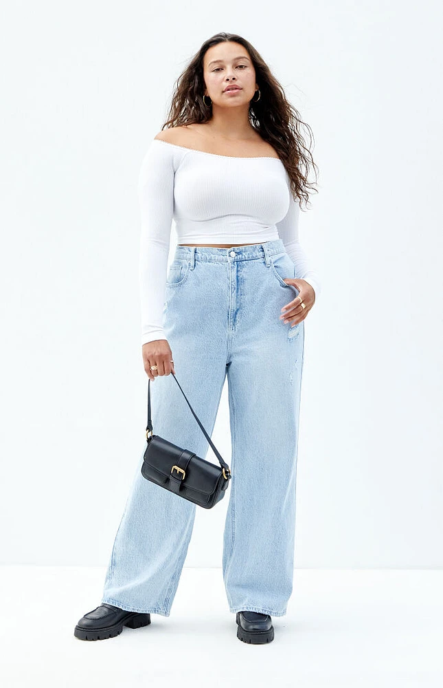 PacSun Cali Light Indigo Ripped Baggy Boyfriend Jeans