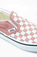 Vandal Kids Mauve & White Checker Classic Slip-On Shoes