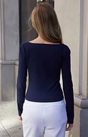 John Galt Navy Basic Long Sleeve Top