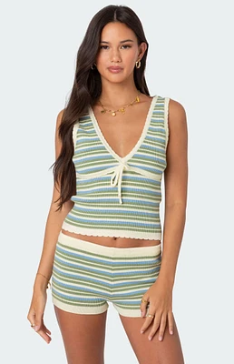 Edikted Scalloped & Striped Knit Top