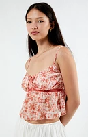 LA Hearts Floral Tie Front Cami