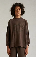 Kids Fear of God Essentials Heather Wood Long Sleeve T-Shirt