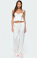 Edikted Izabella Lacey Satin Effect Ruffle Top