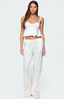 Edikted Izabella Lacey Satin Effect Ruffle Top
