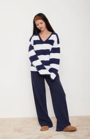 LA Hearts Striped V-Neck Sweater