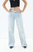 Pacsun Casey Light Indigo Star Low Rise Baggy Jeans