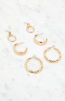 LA Hearts 3 Pack Variety Hoop Earrings