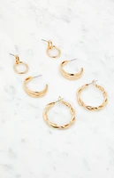 LA Hearts 3 Pack Variety Hoop Earrings