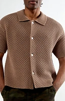 Pacsun Brown Spence Open Knit Camp Shirt
