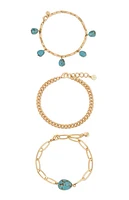 Ettika 3 Pack Turquoise Nugget Bracelets