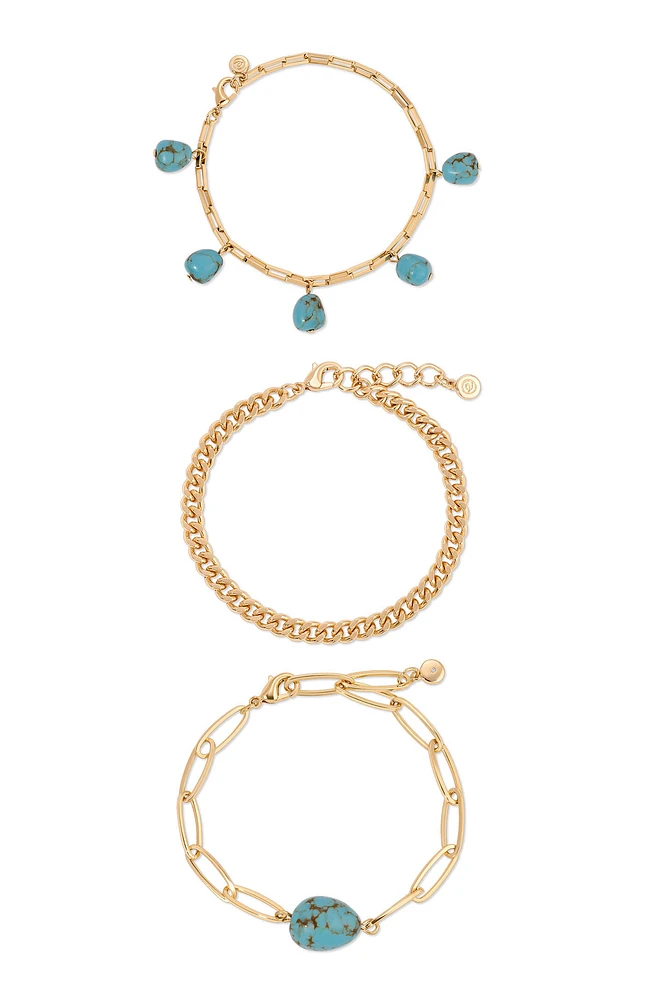 Ettika 3 Pack Turquoise Nugget Bracelets