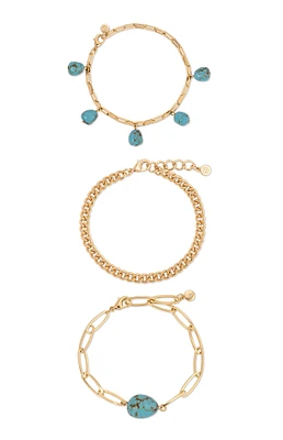 Ettika 3 Pack Turquoise Nugget Bracelets