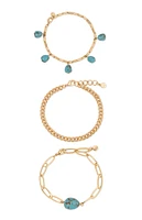 Ettika 3 Pack Turquoise Nugget Bracelets