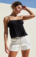 PacSun White High Waisted Cutoff Cargo Shorts