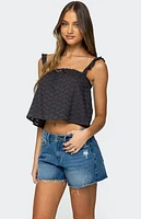 Edikted Tami Eyelet Ruffle Tank Top