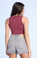 Eco Gray Asymmetrical Waistband Vintage Cut Off Denim Shorts