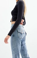 PacSun Stretch Medium Indigo Low Rise Bootcut Jeans