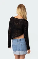 Edikted Sheer Loose Knit Asymmetric Top