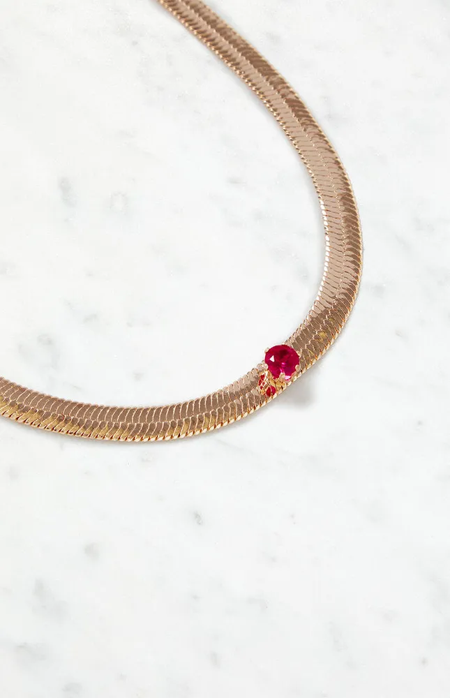 Ruby Snake Chain Choker Necklace