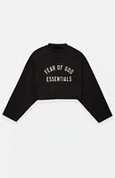 Fear of God Essentials Women's Black Tri-Blend Cropped Long Sleeve T-Shirt