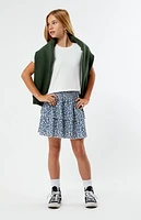 Pacsun Kids Navy Floral Tiered Scrunch Mini Skirt