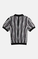 WeSC America Inc Black Rippled Short Sleeve Polo Cardigan