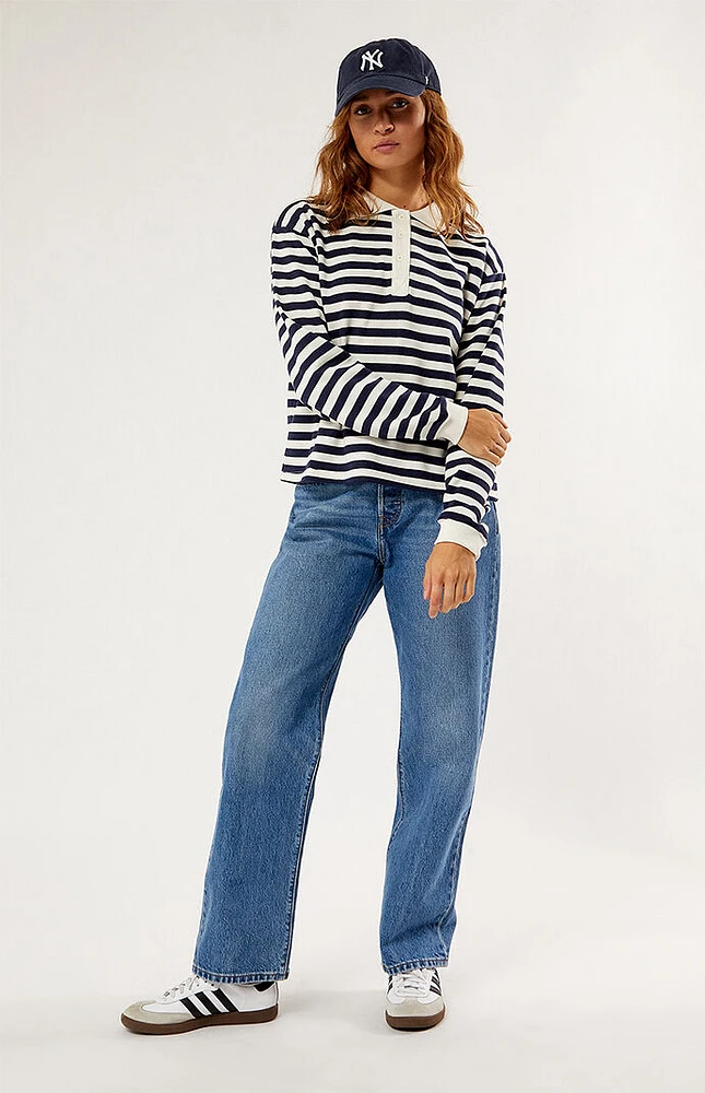 Daisy Street Knit Striped Rugby Shirt