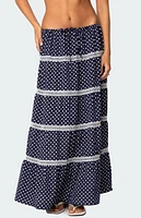 Edikted Polka Dot Tiered Maxi Skirt