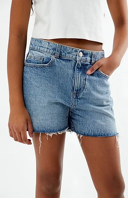 PacSun Kids Stretch Medium Indigo Raw Cut Denim Shorts