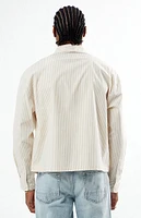 PacSun Tan Drew Striped Long Sleeve Button Down Shirt