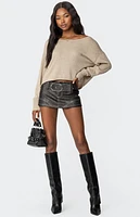 Edikted Washed Faux Leather Mini Skort