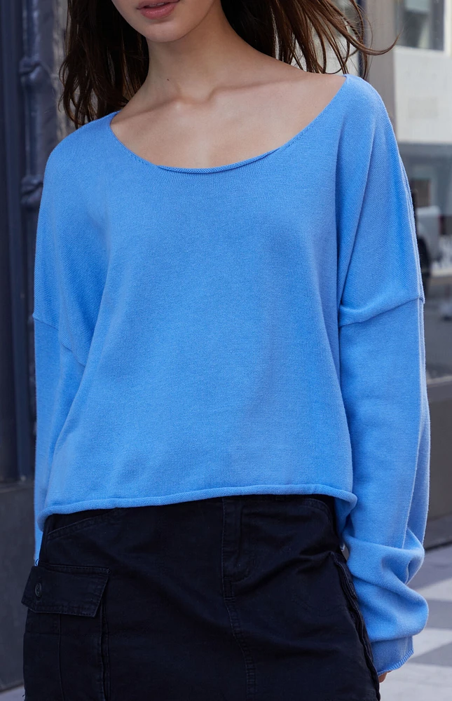 John Galt Light Blue Cameron Cropped Sweater