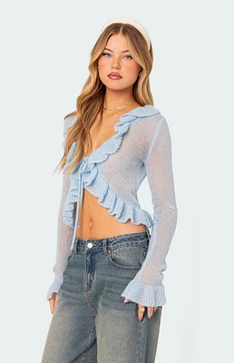 Ryleigh Ruffled Tie Front Cardigan