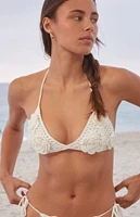 Bootin Bikinis White Sydney Crochet Triangle Bikini Top