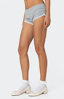 Edikted Kadence Ruched Lace Trim Shorts