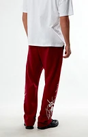 Civil Burgundy Chaos Thorns Straight Leg Sweatpants