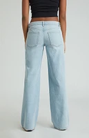 PacSun Casey Light Indigo Asymmetrical Low Rise Baggy Jeans