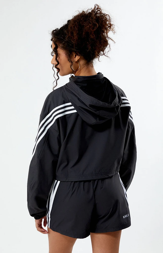 adidas Recycled Black Essentials 3-Stripes Woven Windbreaker Jacket