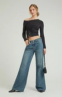 Pacsun Lena Medium Indigo Sparkle Low Rise Super Baggy Jeans