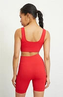 PAC 1980 Active Red Seamless Ribbed Sports Bra