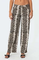 Edikted Snakescale Printed Low Rise Jeans