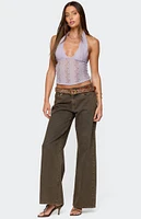 Edikted Naya Textured Sheer Lace Halter Top