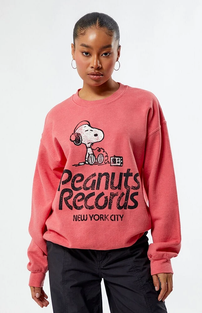 Peanuts Records NYC Headphones Crew Neck Sweatshirt