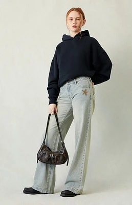 Pacsun Casey Camo Star Low Rise Baggy Jeans Light Indigo