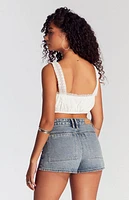 Pacsun Medium Indigo Zip Fly High Waisted Denim Festival Shorts