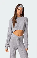 Edikted Kasey Cable Knit Cropped Sweater