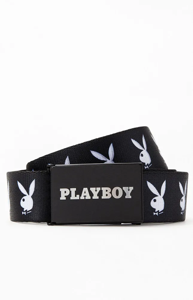 x Playboy Black & White Repeat Bunny Belt