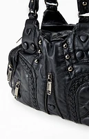 PacSun Faux Leather Studded Zip Duffle Shoulder Bag